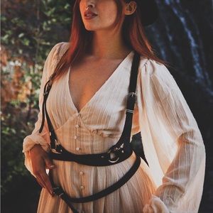 XL Black Bone Co. Black Leather belted harness. #goth #bdsm #bondage #leather